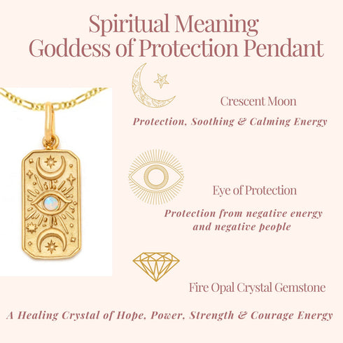 Tarot Pendant 'Goddess of Protection' with Opal Gemstone in Gold Vermeil